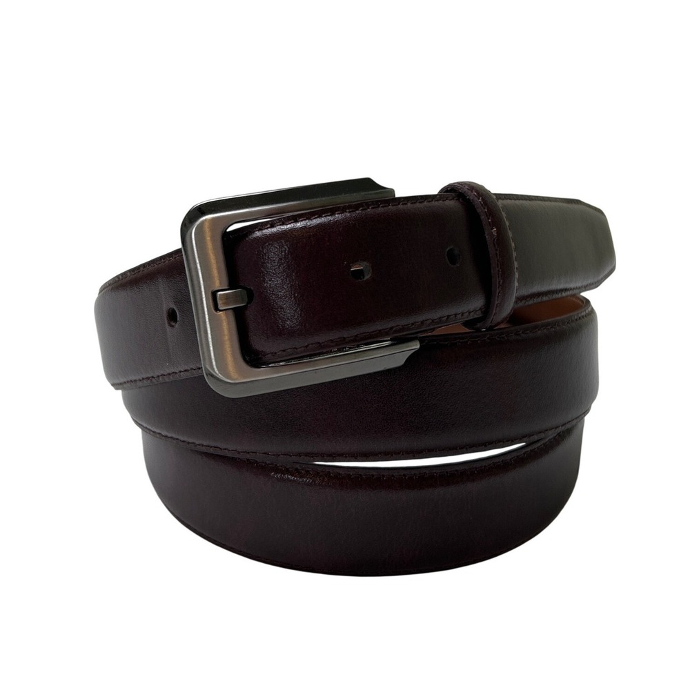 Unbranded Mens Full Grain Italian Leather Dress Belt Size 52 Burgundy Business